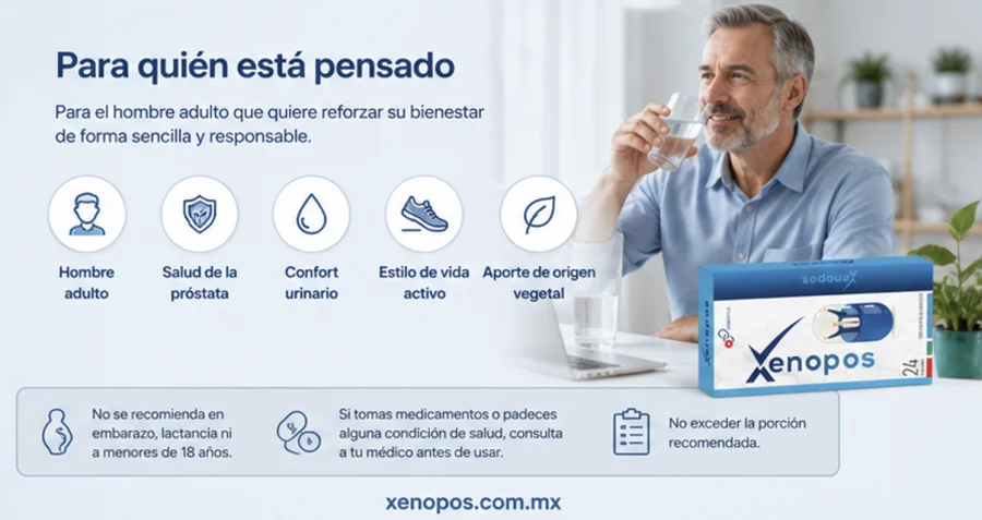 Xenopos — cápsulas para el hombre adulto que apoya la salud de la próstata y el confort urinario